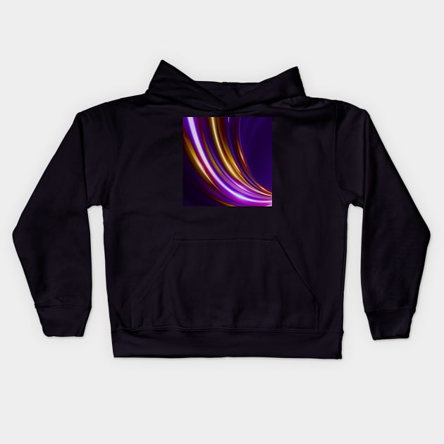 Strips Abstract Digital Art Golden Purple Kids Hoodie by Tshirtstory